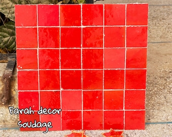 Handmade Moroccan Zellige - Natural Red Zellige - Fez Handmade Clay Terracotta Tile Moroccan Zellige - Floor Tiles