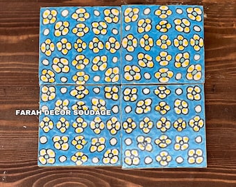 Hand Painted 4"x4" Zellige Tiles for Your Space - Ceramic Tiles for Your Bathroom and Kitchen - Decorative Tiles Decor