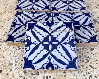 4"×4" Moroccan tiles - Hand Painted Moroccan Tiles - Kitchen Tiles - Bathroom Tiles - Ceramic Accent Tiles.