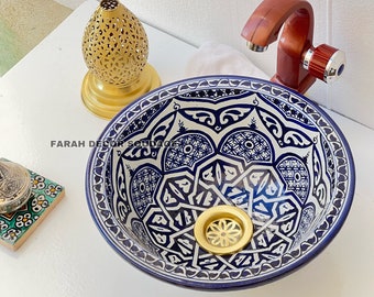Ceramic Sink - Moroccan ceramic sink -  handmade sink - Bathroom Sink Basin - Pottery Sink - Moroccan washbasin.