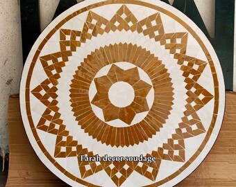 Brown Mosaic Table - Moroccan Mosaic Table - Handmade Moroccan Intricately Designed Patio Mosaic Table For Outdoor & Indoor Mediterranean .