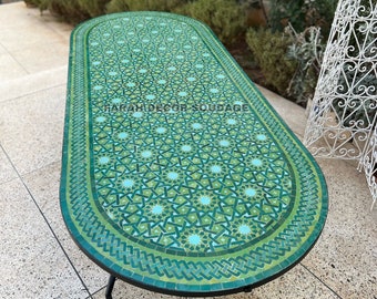 Handmade Moroccan Table | Oval Moroccan Mosaic Outdoor/ Indoor Table | Moroccan Mosaic Dining Table