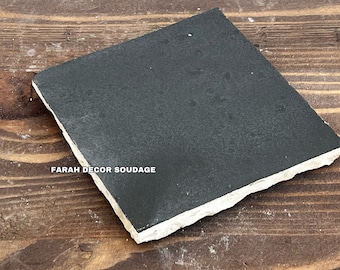 Black Handmade Moroccan Zellige - Natural Black Zellige - Fez Handmade Clay Terracotta Tile Moroccan Zellige