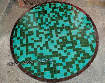 CUSTOMIZABLE Emerald Green Mosaic Table - Mosaic Table Art - Mid Century Mosaic Table - Handmade Coffee Table For Outdoor & Indoor