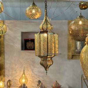 Moroccan Ceiling Lamp - Moroccan Pendant Lamps - Decor Lighting - Pendant Light Brass Vintage Handmade