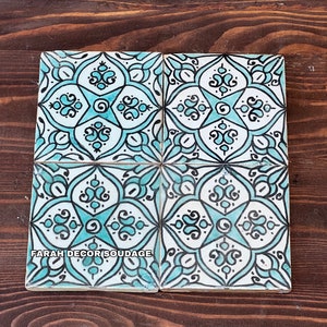 Hand-Painted Moroccan Ceramic Tile: 4&quot; Decorative Wall Accent