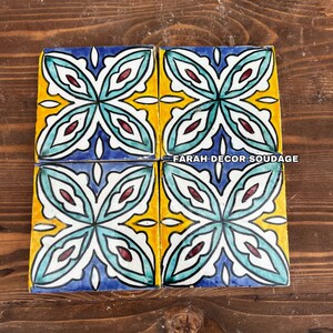Fez Handmade tiles - Hand Painted Moroccan Tiles - Artisanal tiles Kitchen - Bathroom Tiles - Ceramic Accent Tiles .