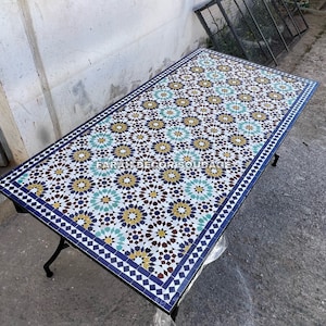70 / 32 inch  Dining Large Mosaic table from Morocco, Patio Garden table made of mosaic, rectangular Bistro Mosaic Table For indoor outdoor