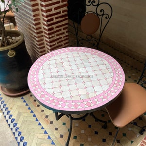 Mosaic Table, Round MosaicTable top with iron legs, Custom your outdoor dining table or indoor table, Handmade Mosaic Table .