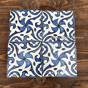 4&quot;×4&quot; Moroccan tiles - Hand Painted Moroccan Tiles - Kitchen Tiles - Bathroom Tiles - Moroccan Zellige Ceramic Tiles