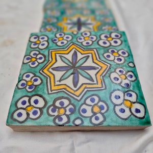 4&quot;×4&quot; Moroccan tiles - Hand Painted Moroccan Tiles - Kitchen Tiles - Bathroom Tiles - Ceramic Accent Tiles - Decorative Tiles Decor .