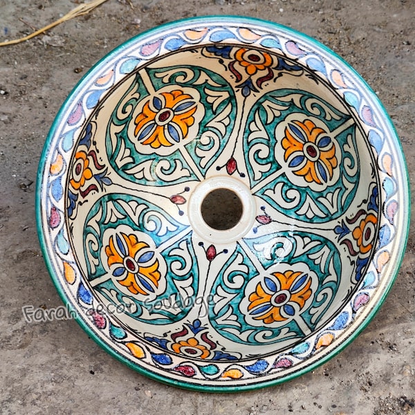 Moroccan Sink Washbasin Wash Basin Ceramic Handmade Hand Painted  - Moroccan ceramic sink - Pottery handmade sink - Moroccan washbasin .