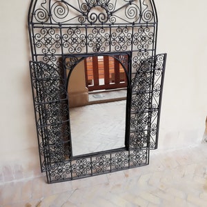 Moroccan mirror , Mirror Handcrafted Moroccan Wrought Forged Iron Wall Sun Arch Door Design
