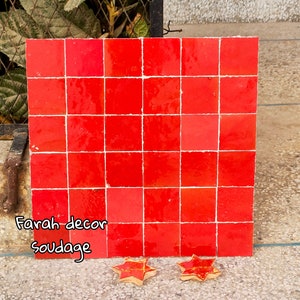 Handmade Moroccan Zellige - Natural Red Zellige - Fez Handmade Clay Terracotta Tile Moroccan Zellige - Floor Tiles