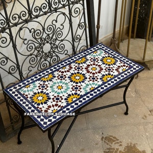 Mesa de mosaico marroquí verde hecha a mano - Mesa de mosaico Zellige para interior y exterior - Tamaño personalizado.