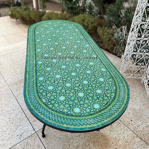 Handmade Moroccan Table | Oval Moroccan Mosaic Outdoor/ Indoor Table | Moroccan Mosaic Dining Table