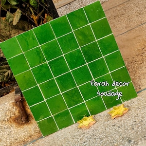 Handmade Moroccan Zellige - Natural Green Zellige - Fez Handmade Clay Terracotta Tile Moroccan Zellige - Zellige Floor Tiles - Zellige Tiles