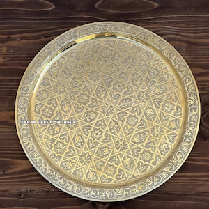 Moroccan Tea Serving Tray Serving - Vintage Moroccan Brass Tea Tray - Moroccan Brass Table - Brass Tea table - Tea Tray