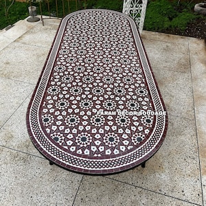 Handmade Moroccan Table | Oval Moroccan Mosaic Outdoor/ Indoor Table | Moroccan Mosaic Dining Table