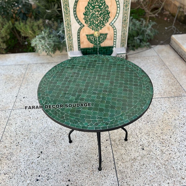 Mosaik Tisch - Smaragd Grün - Mosaik Tischkunst - Mid Century Mosaik Tisch - Handgefertigter Mosaiktisch Für Draußen & Drinnen