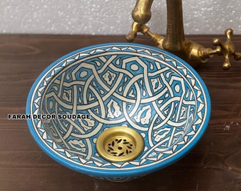 Vessel Sink - Bathroom Basin - Hand Painted Sink - Moroccan Handmade Wash Basin - Bathroom Remodeling.