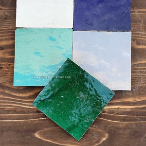 Handmade Moroccan Zellige - Natural Emerald Green Zellige - Fez Handmade Clay Terracotta Tile Moroccan Zellige -