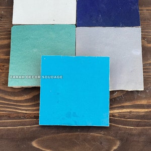 Handmade Sky Blue Zellige Tile: Moroccan Clay Terracotta