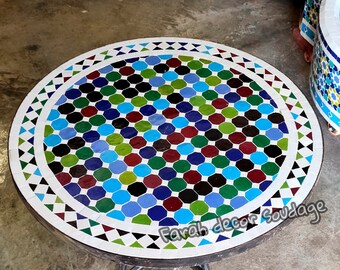 Moroccan Zellige Mosaic Table | Handmade Wrought Iron Bistro Table | Custom Indoor & Outdoor Furniture .