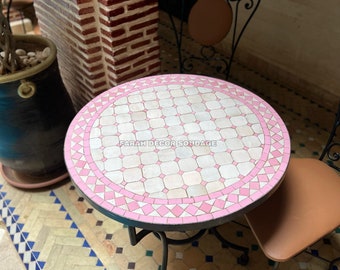 Mosaic Table, Round MosaicTable top with iron legs, Custom your outdoor dining table or indoor table, Handmade Mosaic Table .