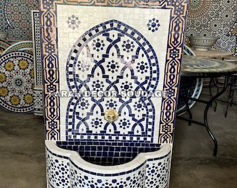 Moroccan Wall Mosaic Fountain – Handmade Zellige Water Feature