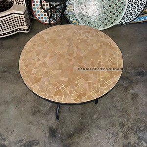 CUSTOMIZABLE Mosaic Table , Handcrafted Round Moroccan Outdoor/ Indoor Mosaic , Mosaic Table, Green Color  , Moroccan decor .