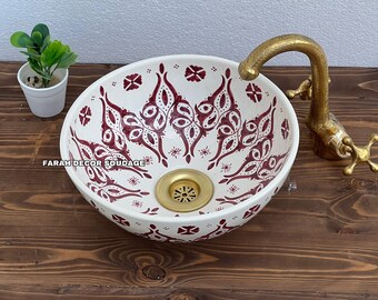 Ceramic Sink - Moroccan ceramic sink - Handcrafted Farmhouse Basin - Mid-Century Modern Vanity Sink
