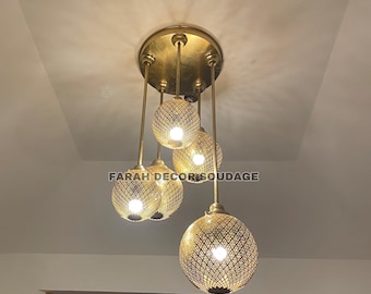 Moroccan ceiling light , Pendant Light Moroccan Brass Chandelier, Ball Brass Pendant Light For Home and Bar Light Decor