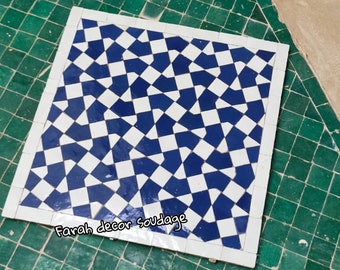12" by 12" Handmade Moroccan Zellige - Natural White Zellige - Fez Handmade Clay Terracotta Zellige .