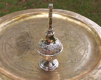 set of 2 Rose Water, Oriental rose water bottle, Sprinkler Islamic Persian Moroccan Arabic Bedouin silver