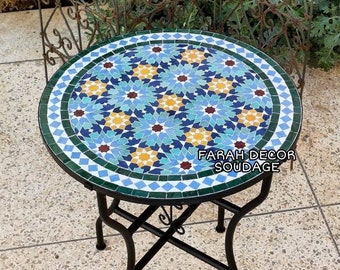 Astonishing Mosaic Table With Multi Colour Tiles  for outdoor indoor Mediterranean living, Mid century Mosaic Table