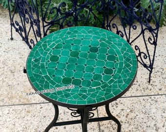 CUSTOMIZABLE Mosaic Table, Green Round Mosaic Table, Dinner table, Moroccan Outdoor / indoor mosaic dining table .