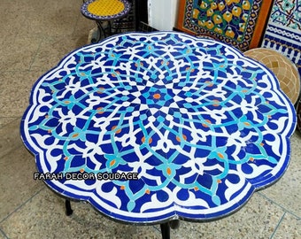 Moroccan Mosaic Table -  Mosaic Table Art - Mid Century Mosaic Table - Handmade Coffee Table For Outdoor & Indoor