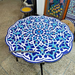 40&quot; Bistro table made of Mosaic, Round Dining Mosaic Table, Mid Century Mosaic Table, Moroccan Intricately Designed Table For Outdoor Indoor