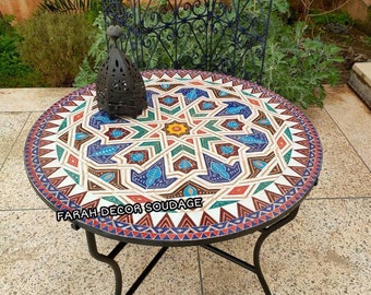 Mosaic Table - Moroccan Mosaic Table - Mosaic Table Art - Mid Century Tiles Table - Handmade Table For Outdoor Indoor .