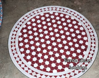 Custom Moroccan Mosaic Round Table – Handmade Zellige Tile Table – Indoor Outdoor Moorish Decor .