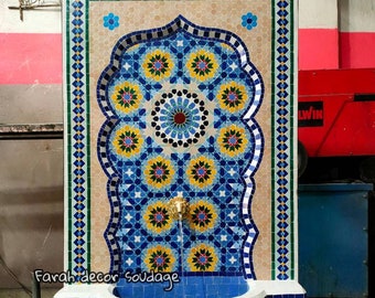 Moroccan Mosaic Tile Fountain , Moroccan Mosaic Fountain , Wall mosaic fountain , Garden wall water fountain