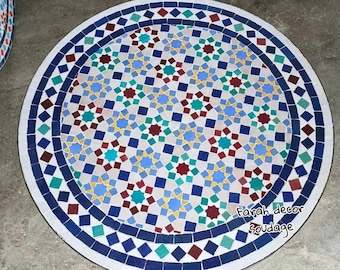 Bistro table made of mosaic , Handmade Moroccan  Mosaic Table, Authentic Moroccan Tile Color, Round Moroccan garden table .
