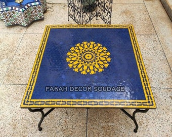 Square Handmade Outdoor Coffee Table - Complicated Mosaic Pattern multi-colored Table - Square Bistro Table GIFT
