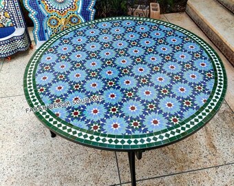 Mosaic Table, Round MosaicTable top with iron legs, Custom your outdoor dining table or indoor table .