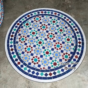 Bistro table made of mosaic , Handmade Moroccan  Mosaic Table, Authentic Moroccan Tile Color, Round Moroccan garden table .