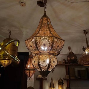 Moroccan Ceiling Light , Antique Brass Lamp , Pendant Light Moroccan Copper Brass Chandelier , Moroccan Brass lamp.