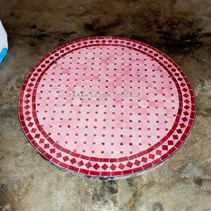 CUSTOMIZABLE Mosaic Table, Bistro Mosaic Table, Pink and Red Mosaic ...