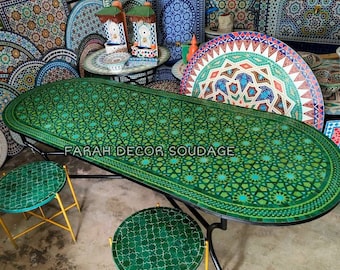 Oval Mosaic Table, Moroccan Oval Mosaic Table For Outdoor Indoor living, Dining Oval Mosaic Table .
