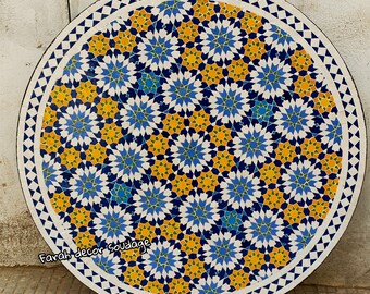 Handmade Moroccan mosaic table - outdoor indoor Mosaic table - Mosaic Table - Tiles Table Top - Moroccan decor